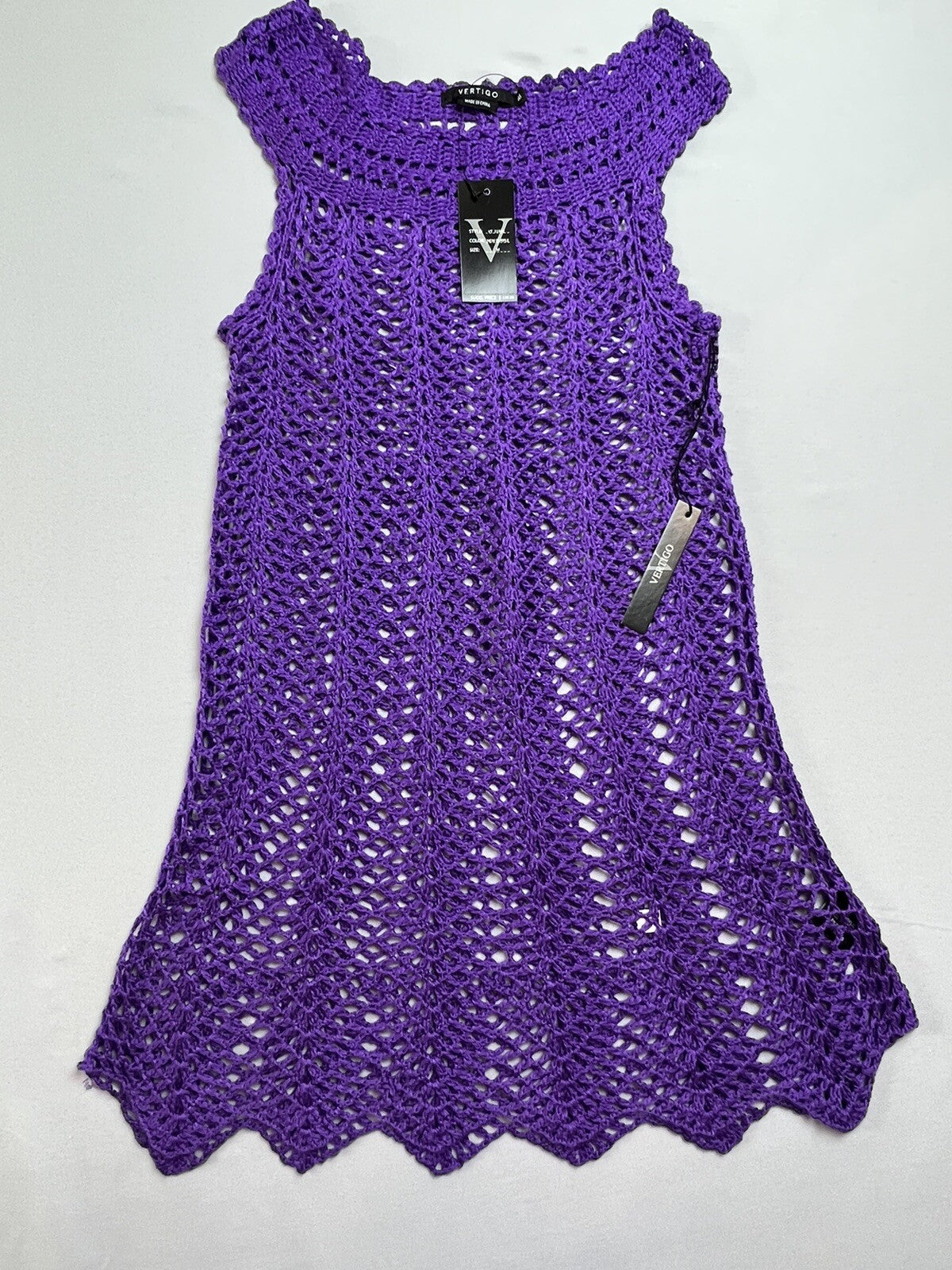 $140 Vertigo Women’s Purple Crochet Top Sz L