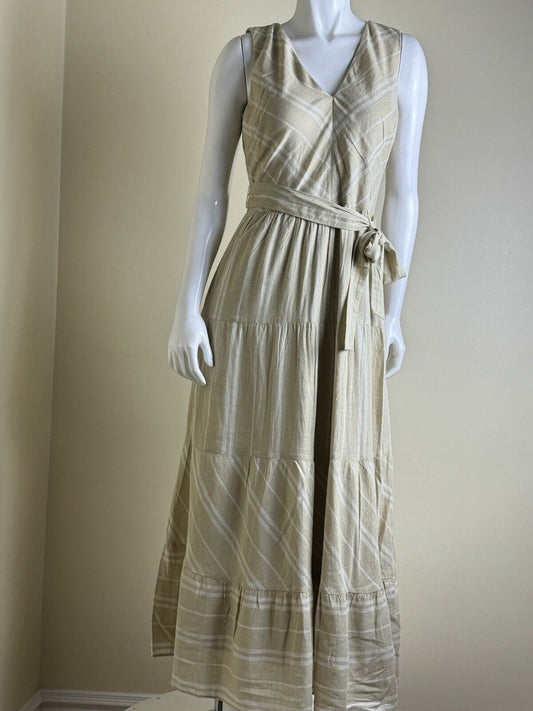 $134 DKNY Women’s Sz 6 Beige Belted Dress .  (B.84)