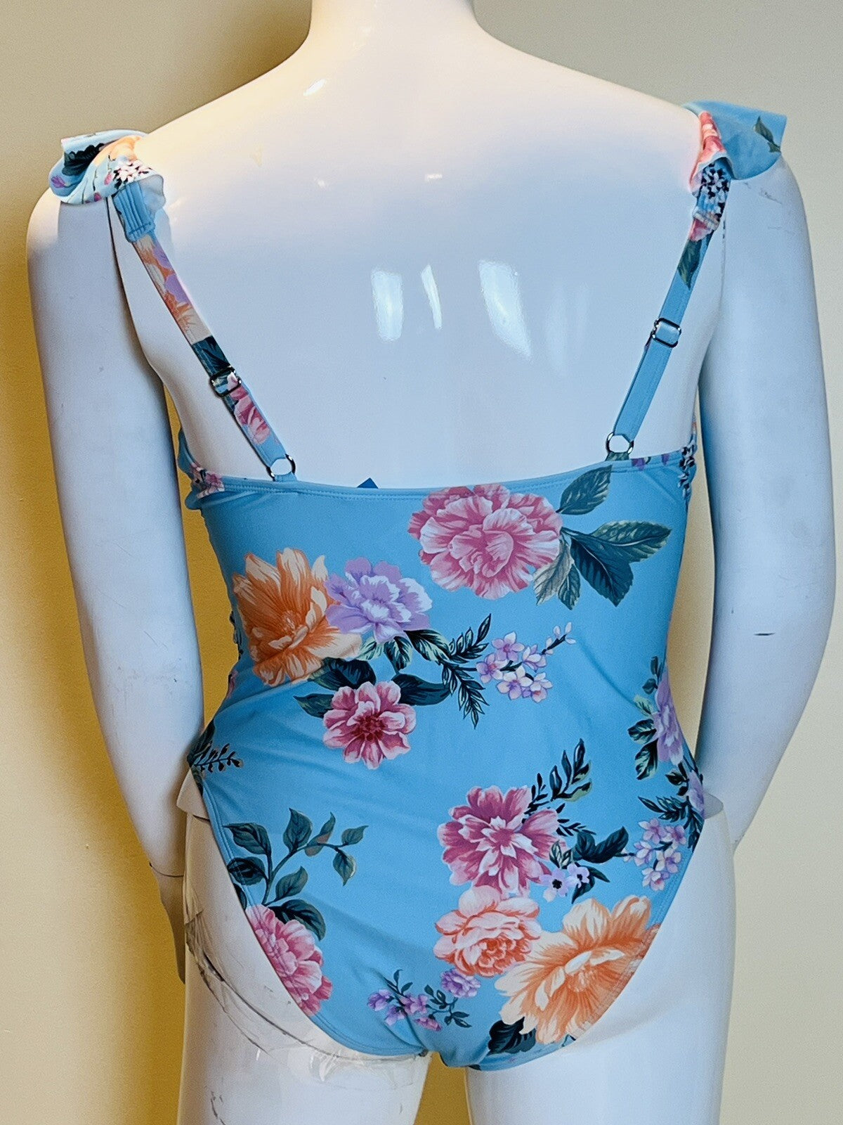 CUPSHE Blue Floral One Piece Swimsuit Suit Size XL (6)