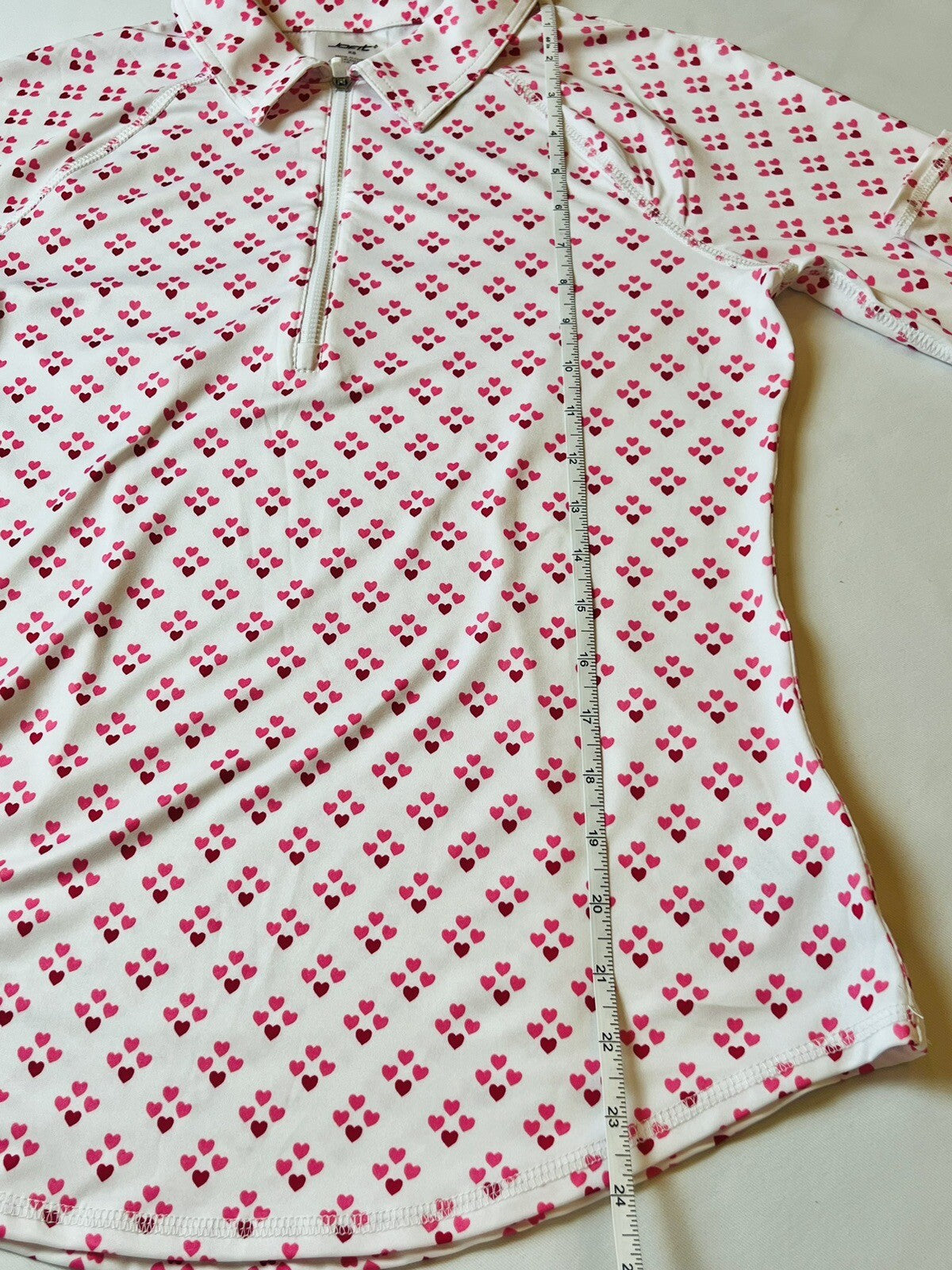 JoFit Women’s Long Sleeve White Pink Hearts Size XS Sweatshirt.   (10)