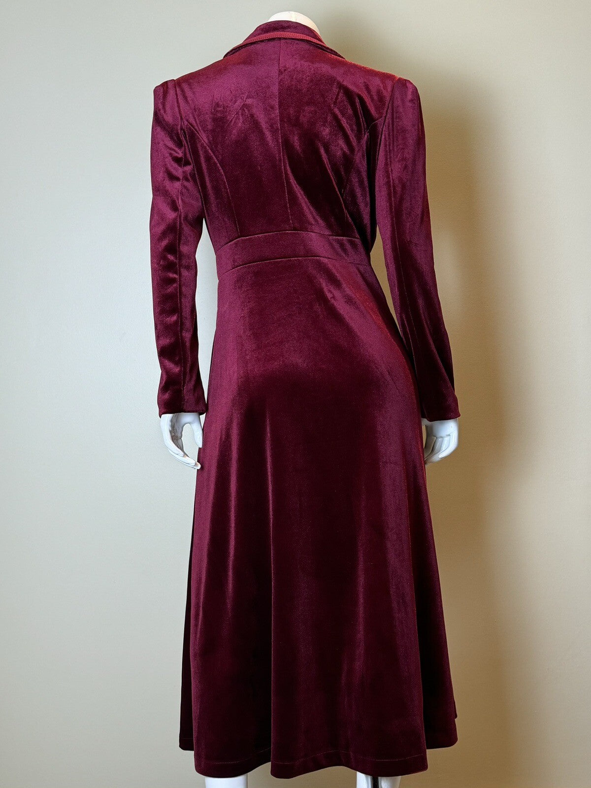 Omoone Women's Velour Long Trench Coat Long Sleeve Size S Wine Red.    (58)