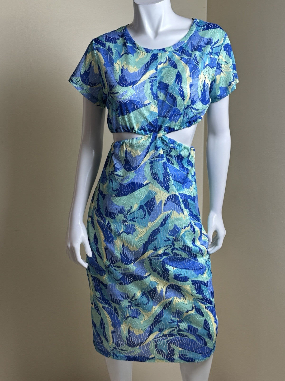 MIKEN Swim Cover up Blue Top & Skirt Dress Combination Size M. (B.177)