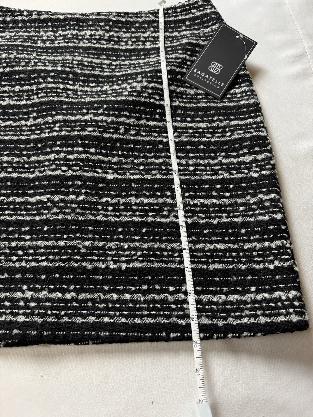 Bagatelle Tweed Pencil Skirt Wool Blend Size M Black White