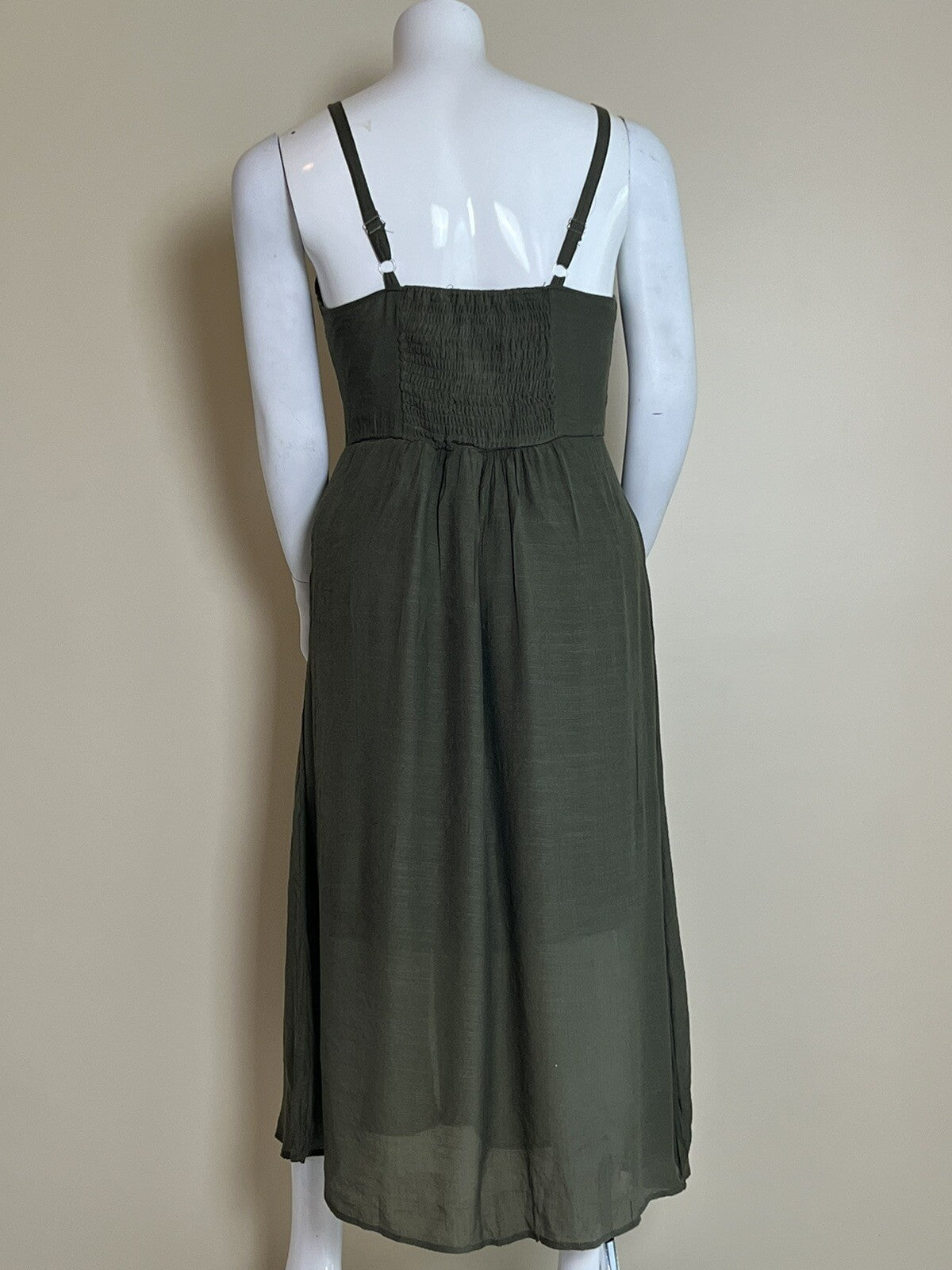 Mlle Gabrielle Sz XL Green Dress Fit Flare Button Down Sleeveless (3)