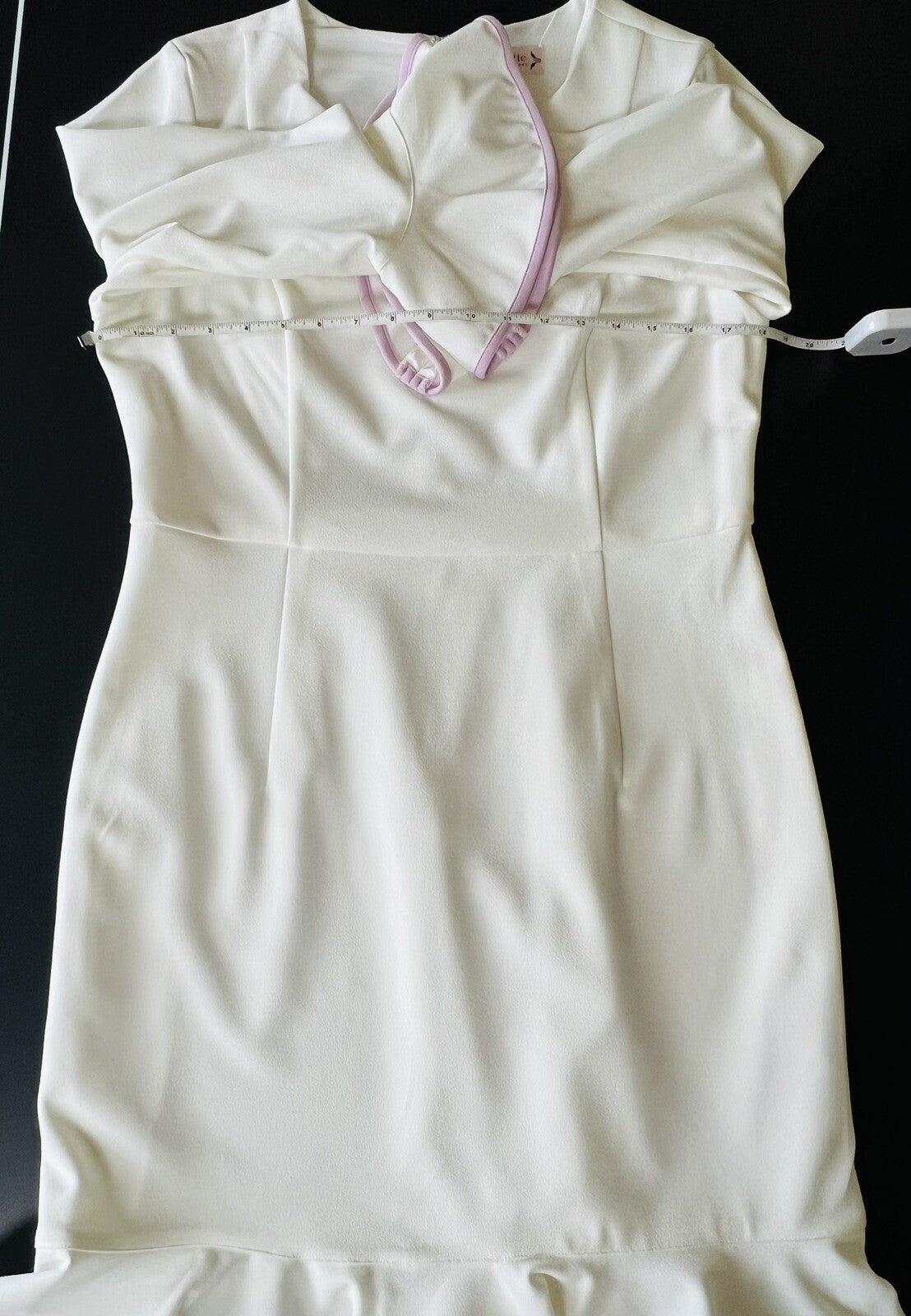 NANETTE LEPORE Ponte Dress BELLA DONNA Bell Sleeves Flounce White Sz 12