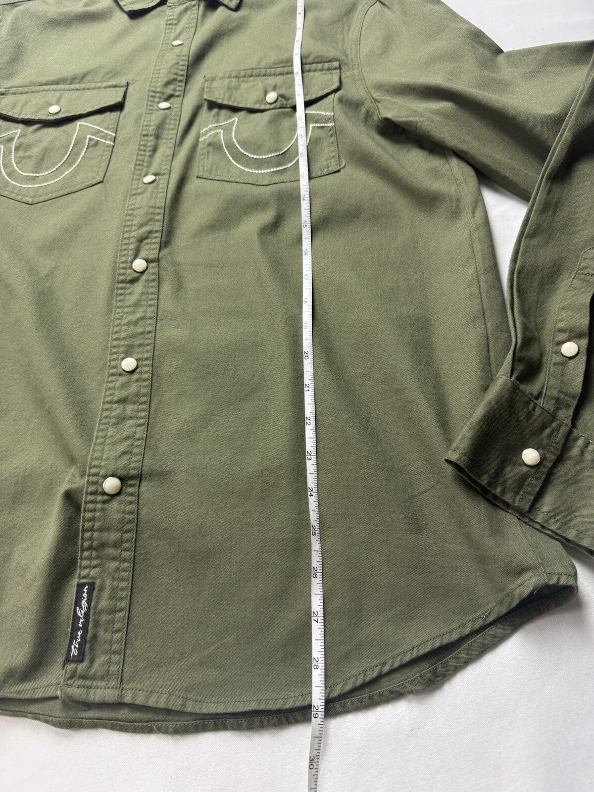 $89 True Religion Pearl Snap Button Down Long Sleeve Shirt Size S.   (B.143)