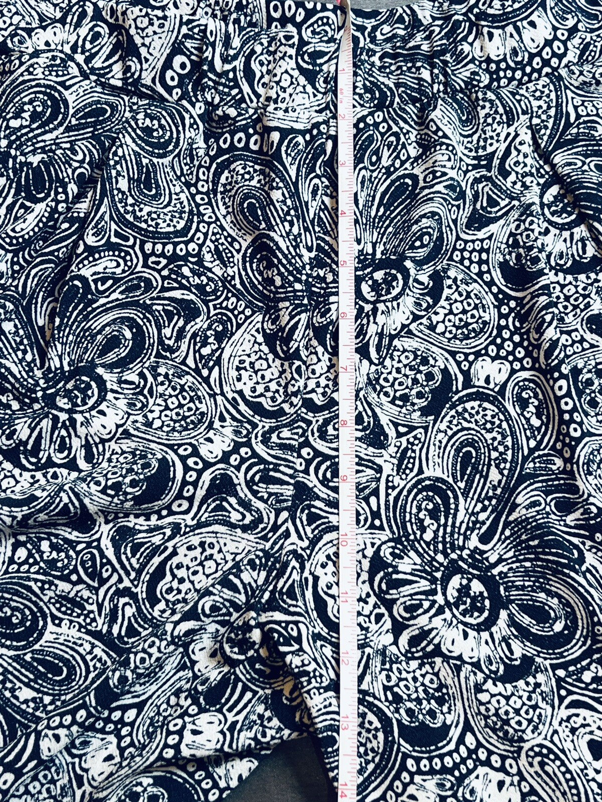 $98 Michael Kors Women’s Paisley Wide Leg Trousers Navy White Sz L  (B.01)