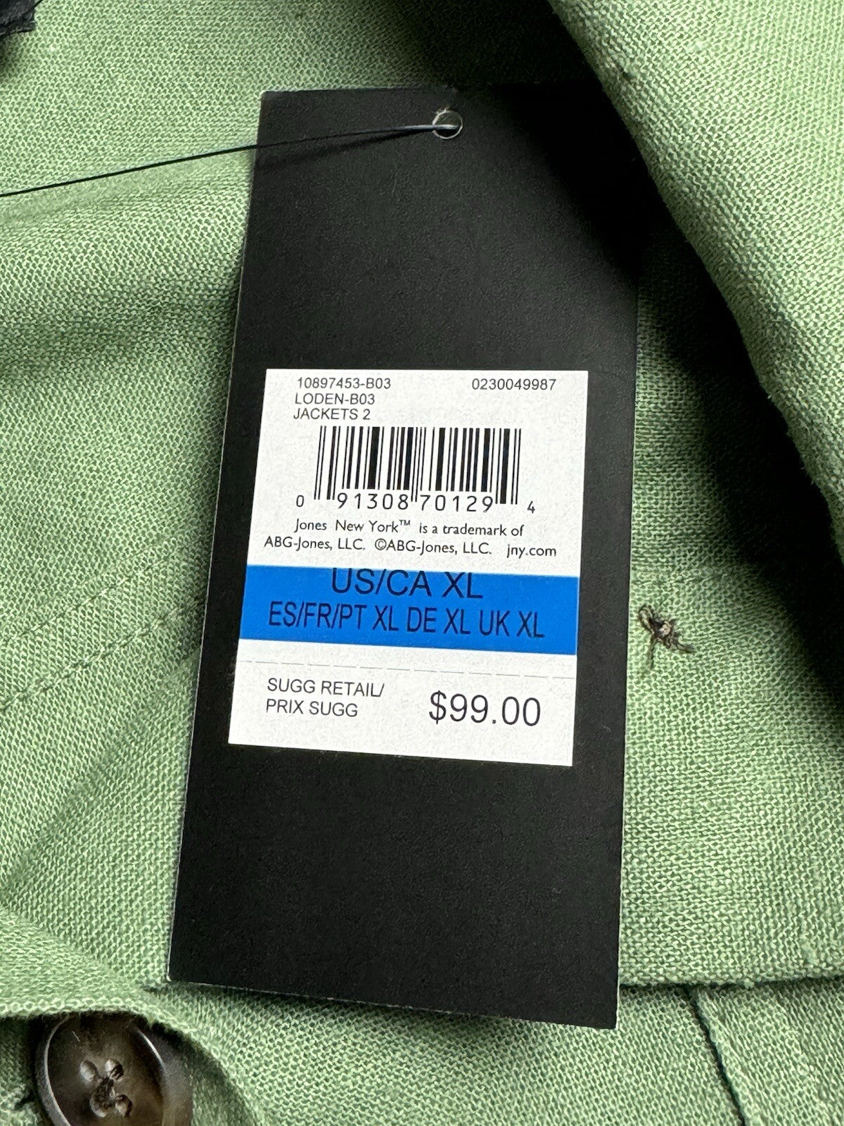 $99 Jones New York Collection Button Down Long Sleeves Shirt Green Sz XL. (B.88)