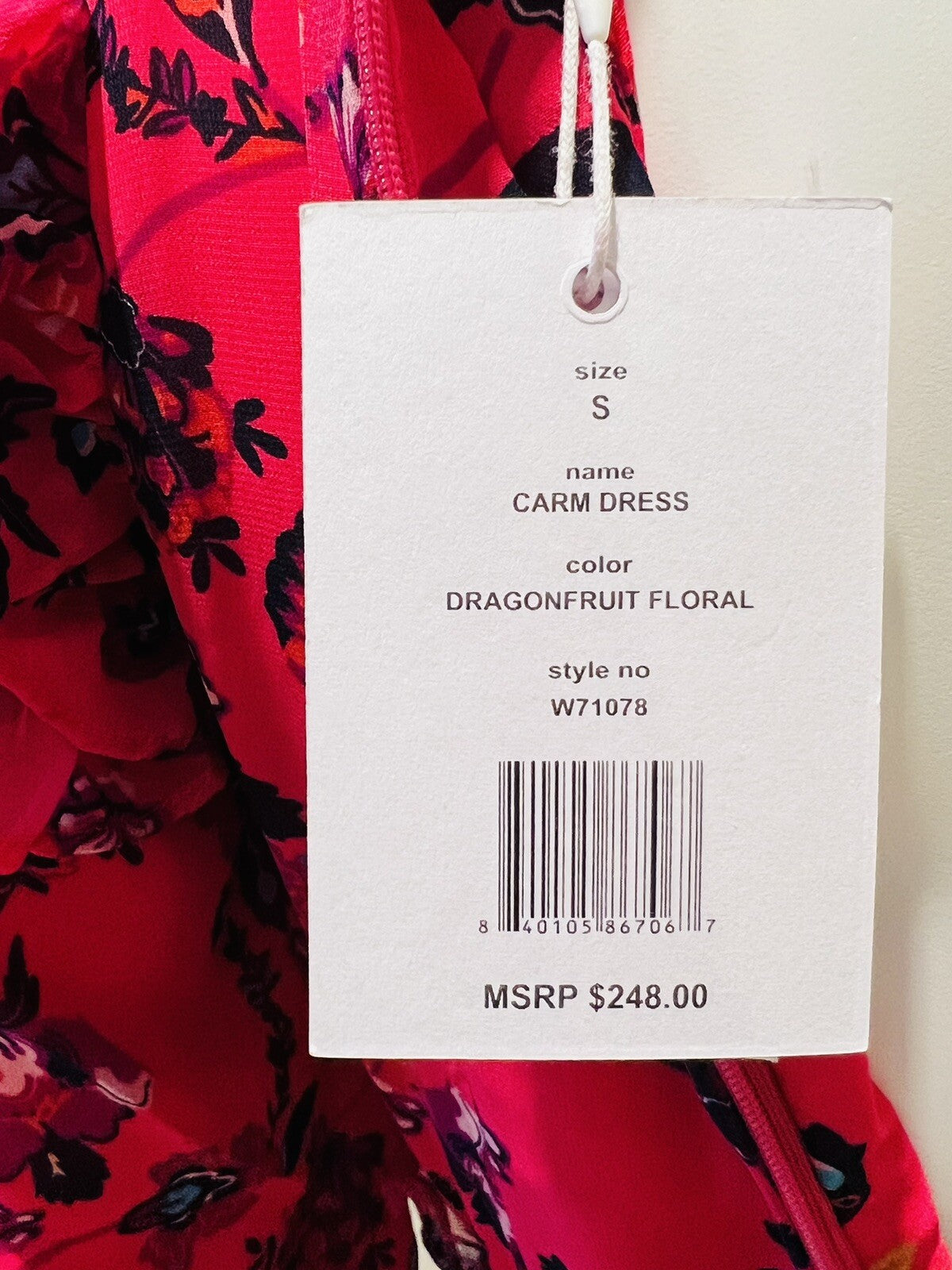$248 Walter Baker Pink fuschia Floral Dress Ruffle Size S