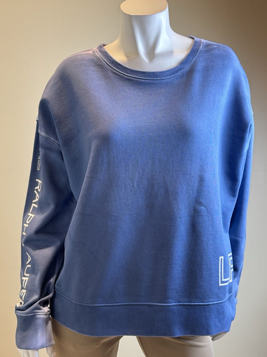 $145 Lauren Ralph Lauren Women's Blue Logo Sweater Sz L.  (B.116)