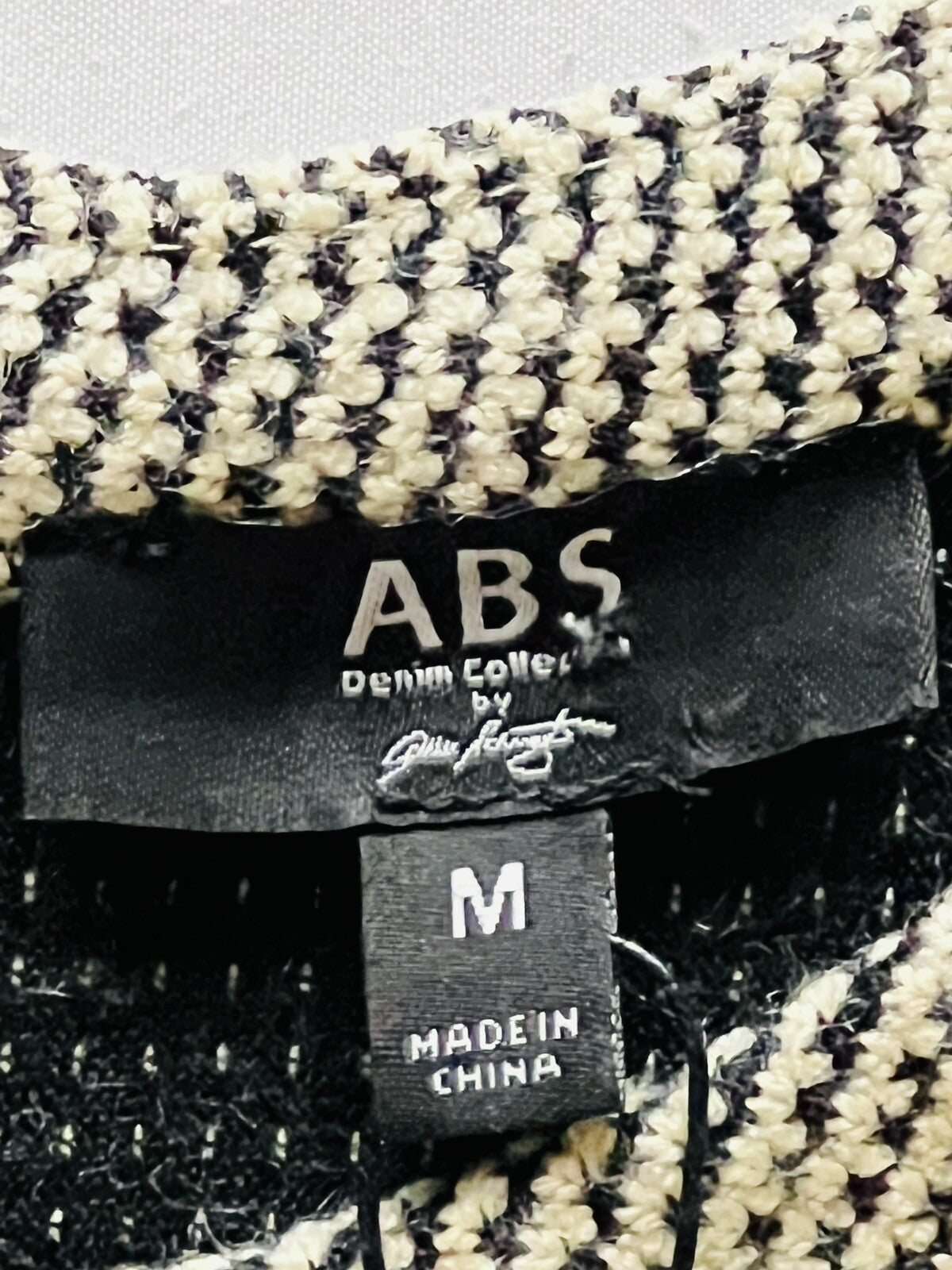 ABS Denim Collection Allen Schwartz Women’s Top Beige Black Sz M Tank Top