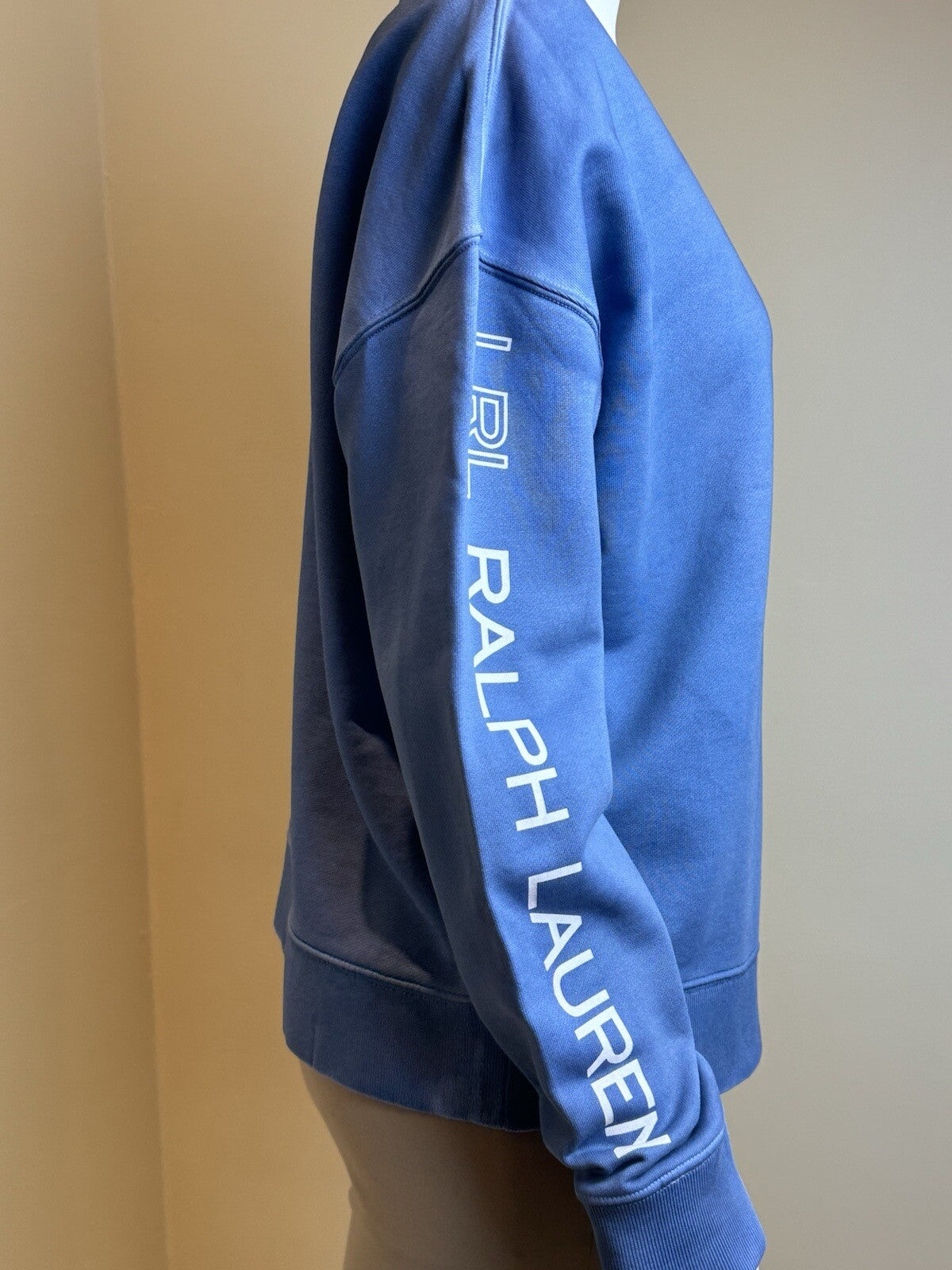 $145 Lauren Ralph Lauren Women's Blue Logo Sweater Sz L.  (B.116)