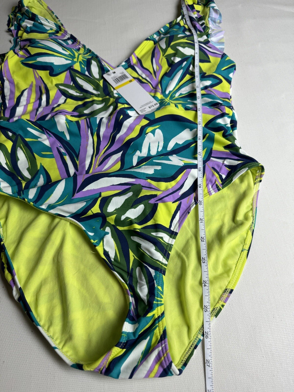 CATALINA MultiColor Ruffle Arm Deep V-Back One Piece Swimsuit Sz M. (51)
