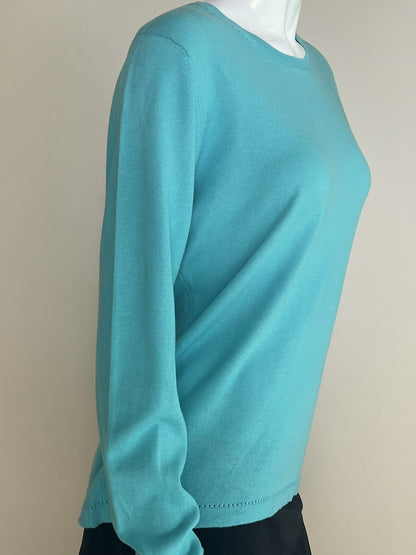 Caroline Grace Women’s Aqua Green Pullover Sweater Sz L —(18)