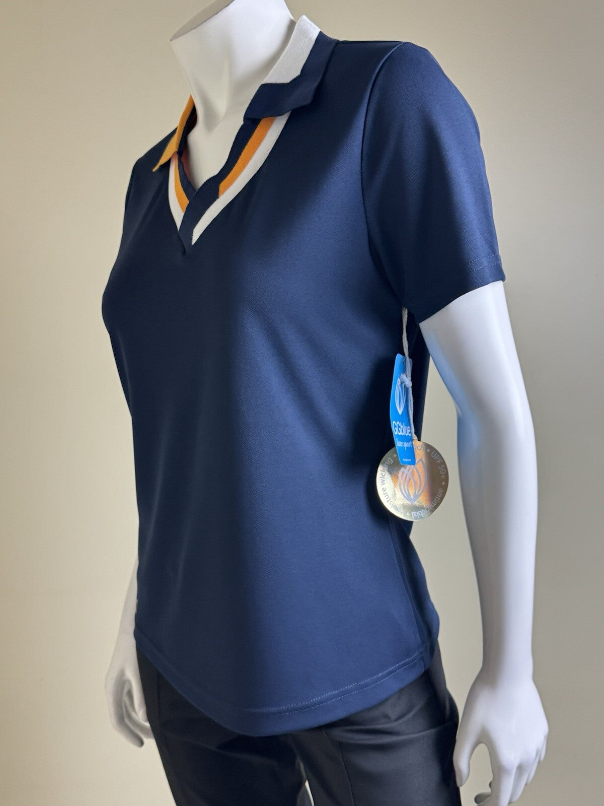GG Blue Women's Golf Polo Shirt Navy Top Sz M. (B.135)