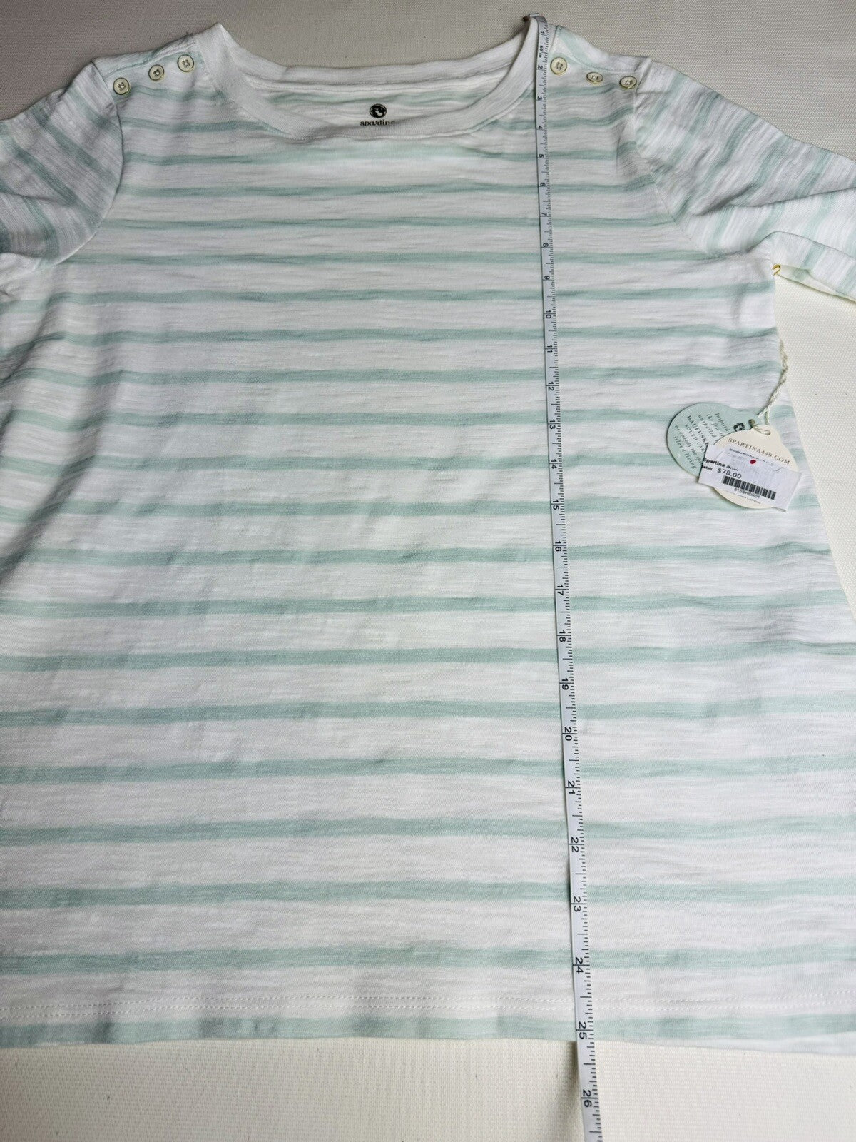 Spartina 449 Women’s Top Sz M Golf Shirt Stripes Green White.  (74)