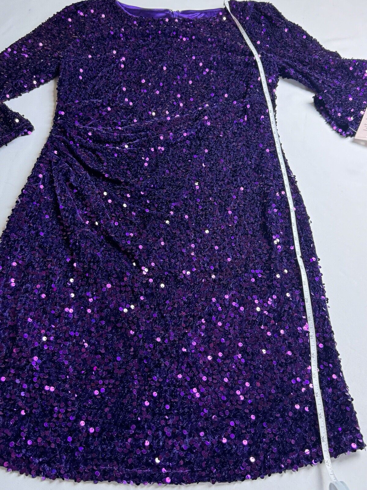 $188 Nanette Lepore Purple Sequined Long Sleeve Dress Sz 12