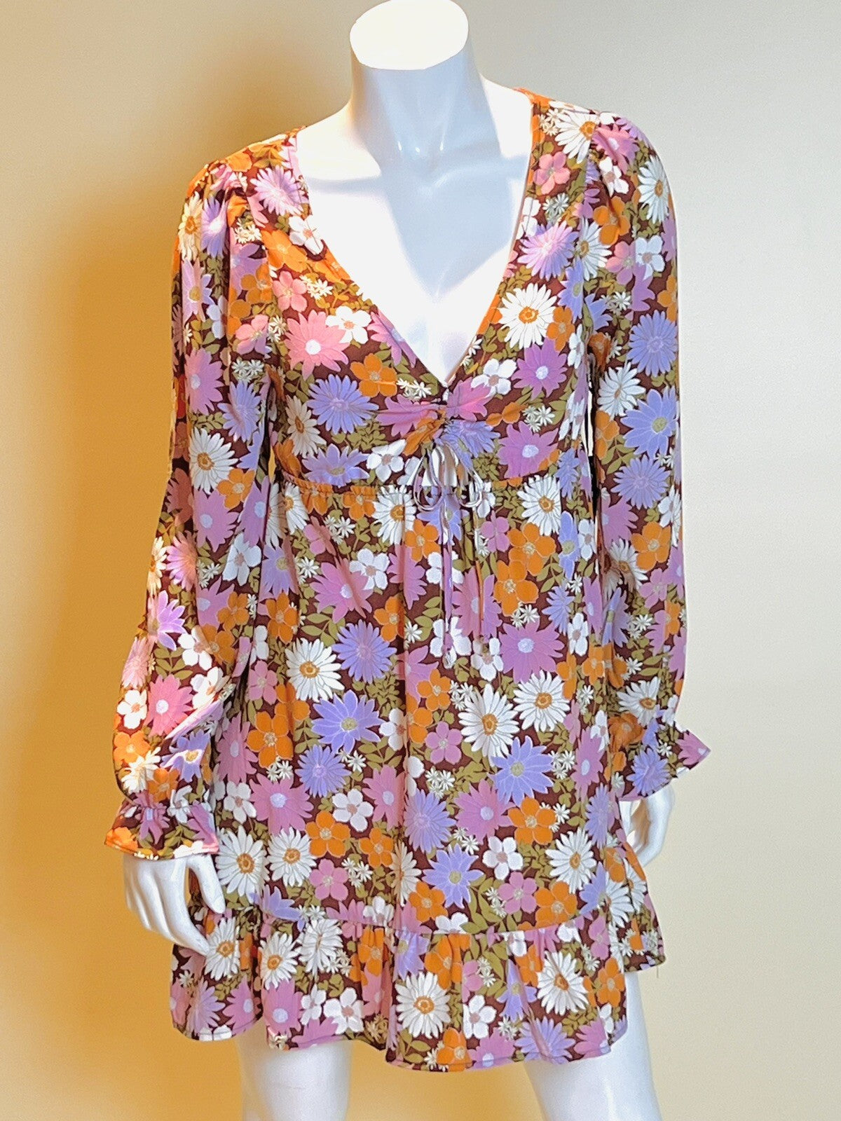 3rd + Malt Women’s Floral Dress long sleeves Multicolor Sz L