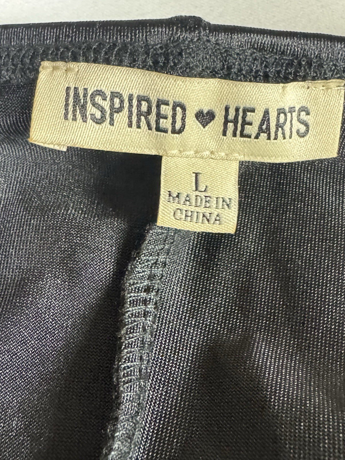 Inspired Hearts Women’s Black Satin Dress w Crystals Sz L.     (B.183)