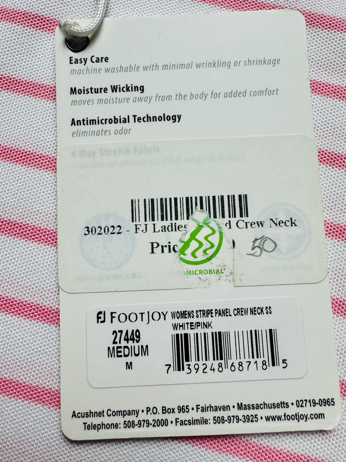 FootJoy Women's Pink ,white Golf Polo Shirt  Sz M  (B.139)