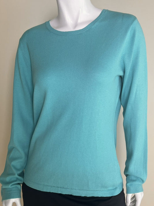 Caroline Grace Women’s Aqua Green Pullover Sweater Sz L —(18)