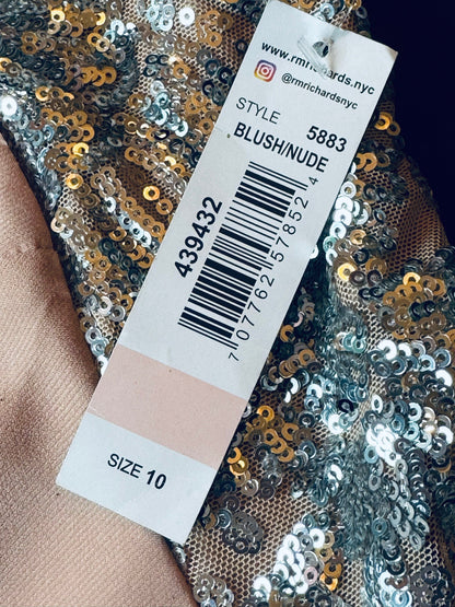 R&M Richard Knee-Length Sheath Dress w/Sheer Inserts Sequins Sz 10 (B.52)