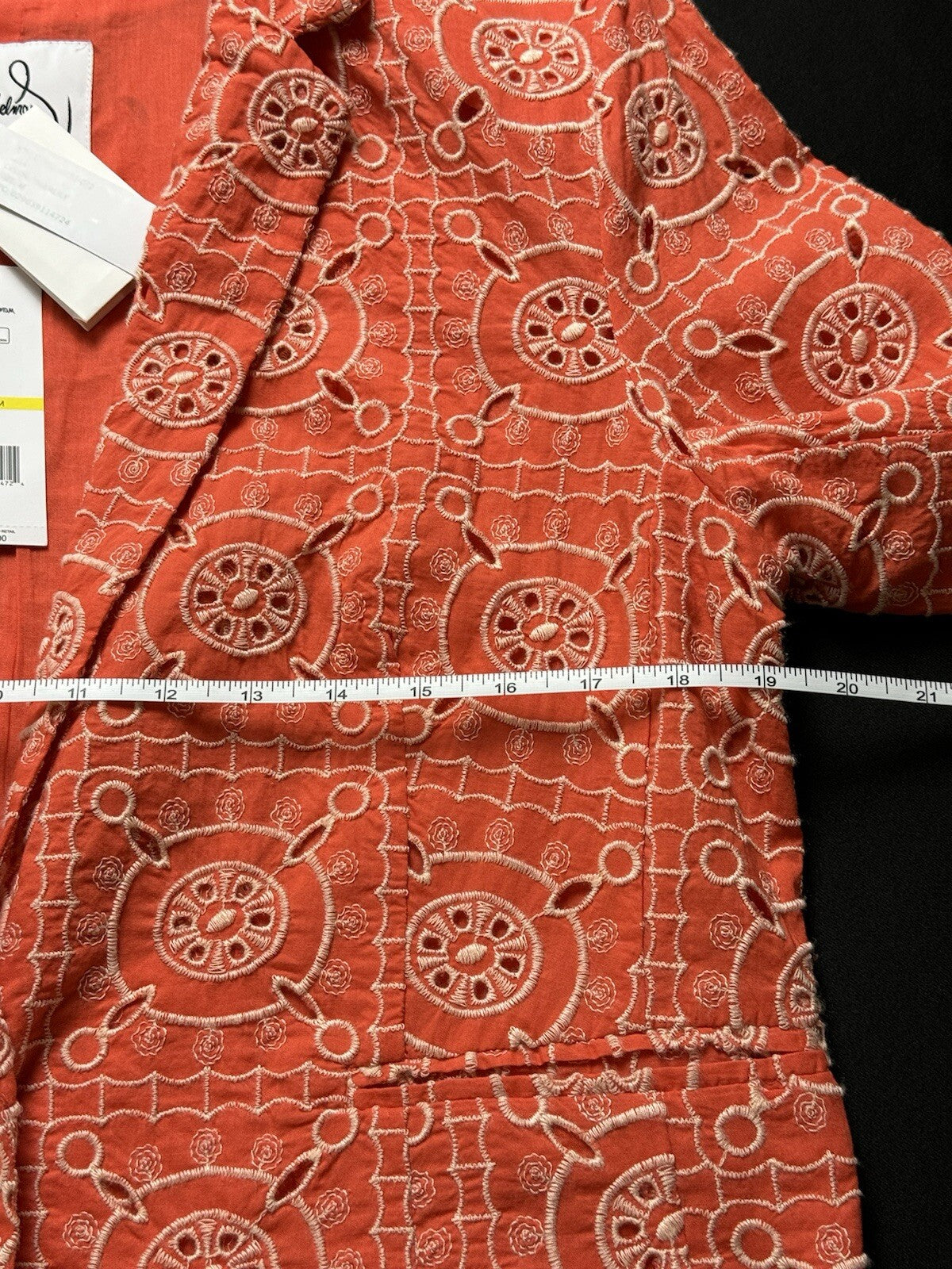 $159 Sam Edelman Women's Orange Leia Cotton Eyelet Crop Blazer Sz M  (B.85)