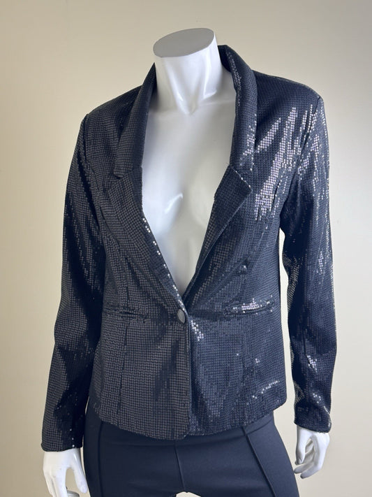 $99 Robert Louis Women’s Sequined Black Blazer Sz S.  (B.150)