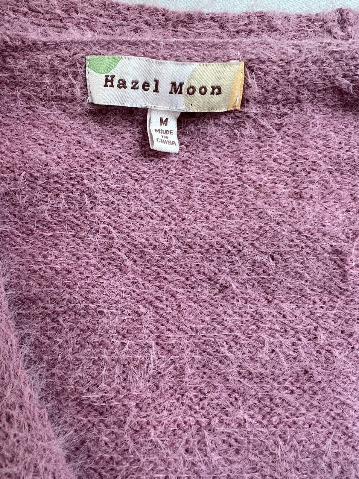 Hazel Moon Women’s 2pc Set Crop Top Cardigan Fuzzy Pink Sweater Sz M