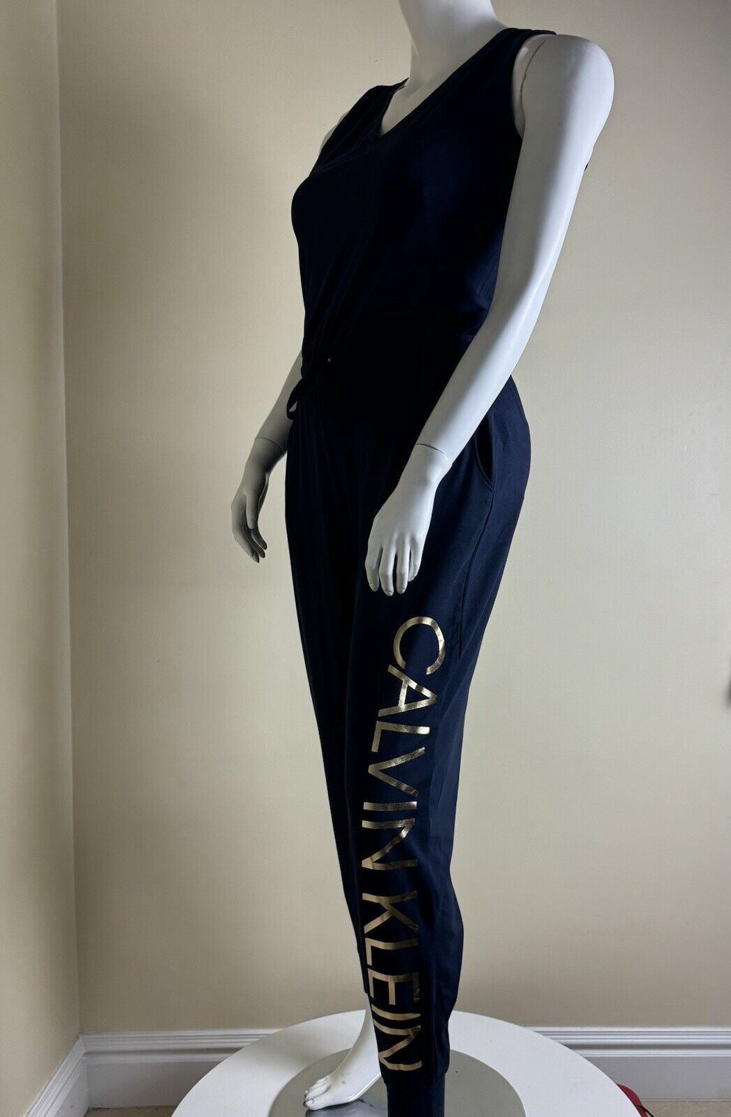 Calvin Klein Jumpsuit Pants Women's Size L Sleeveless Logo  (B.80)