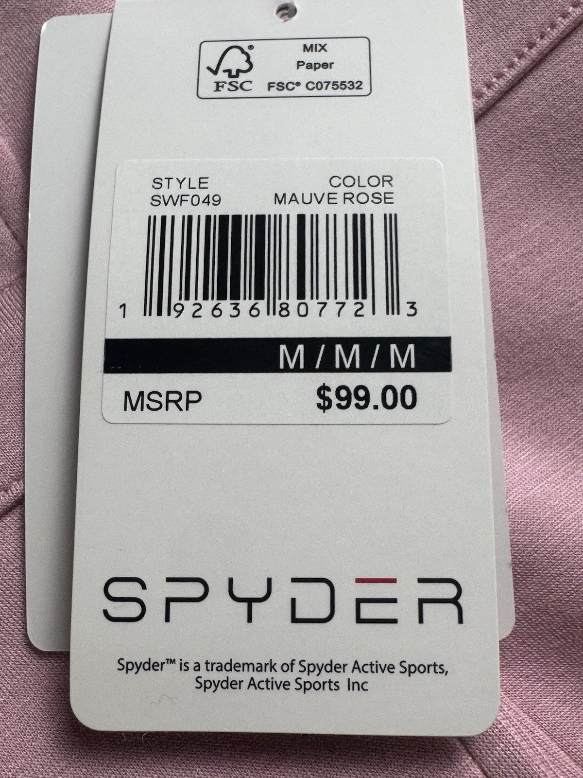 $99 Spyder Sport Jacket Women's Mauve Sz M.  (B.038)