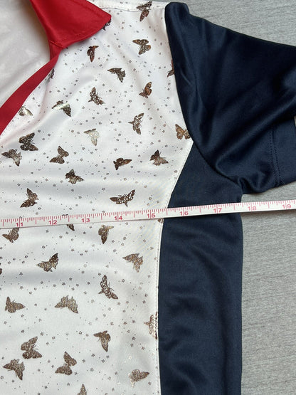 Monterey Women's Golf Shirt White Top Sz S Butterfly Print