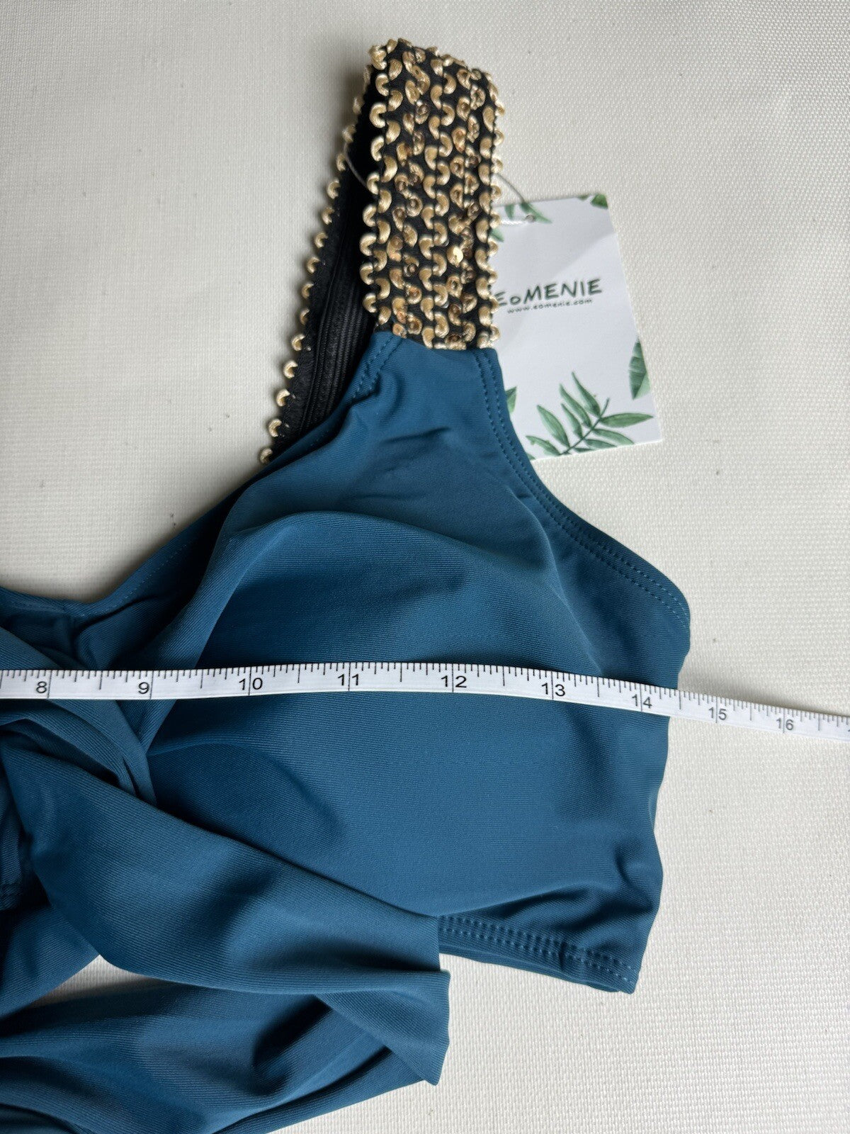 Eomenie Gold Sequins M Bikini 2Pc Swimsuit Waist Tie Tummy Control (51)