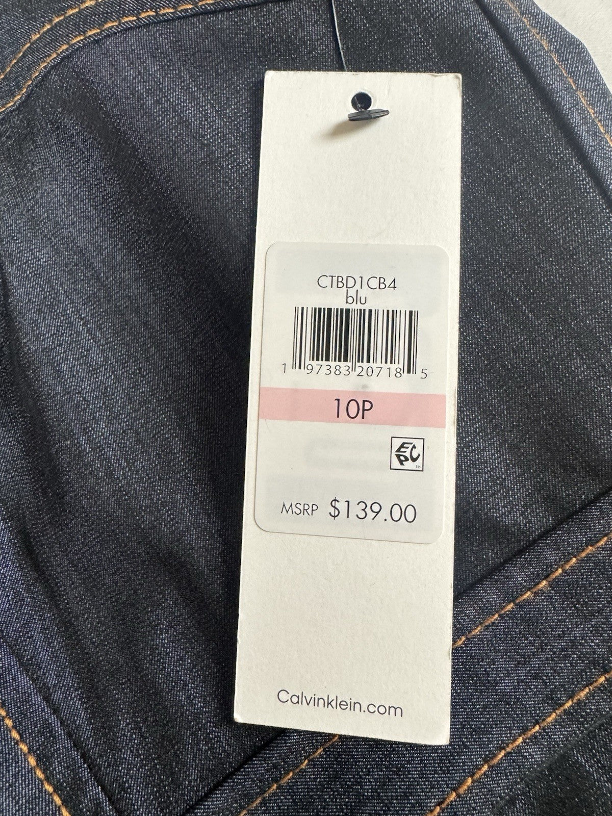 $139 Calvin Klein Blue Denim Dress Adjustable Sz 10P.   (B.175)