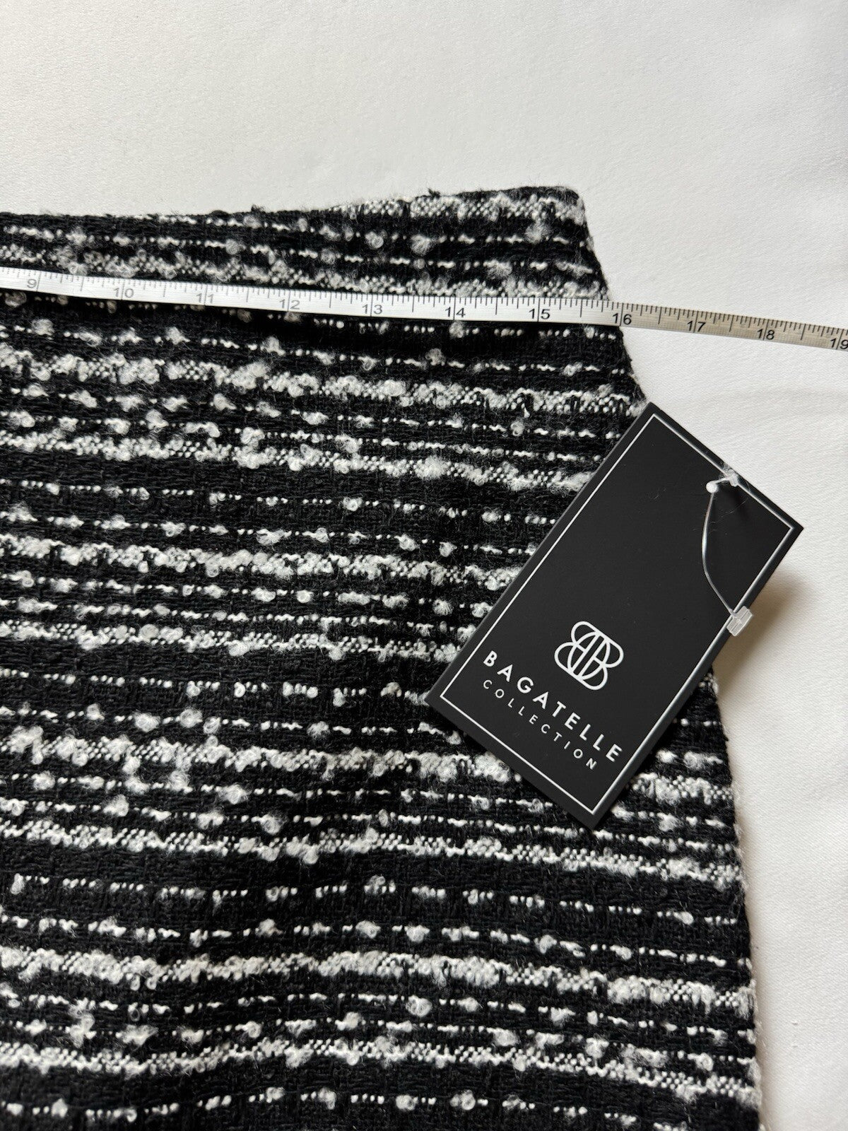 Bagatelle Tweed Pencil Skirt Wool Blend Size M Black White