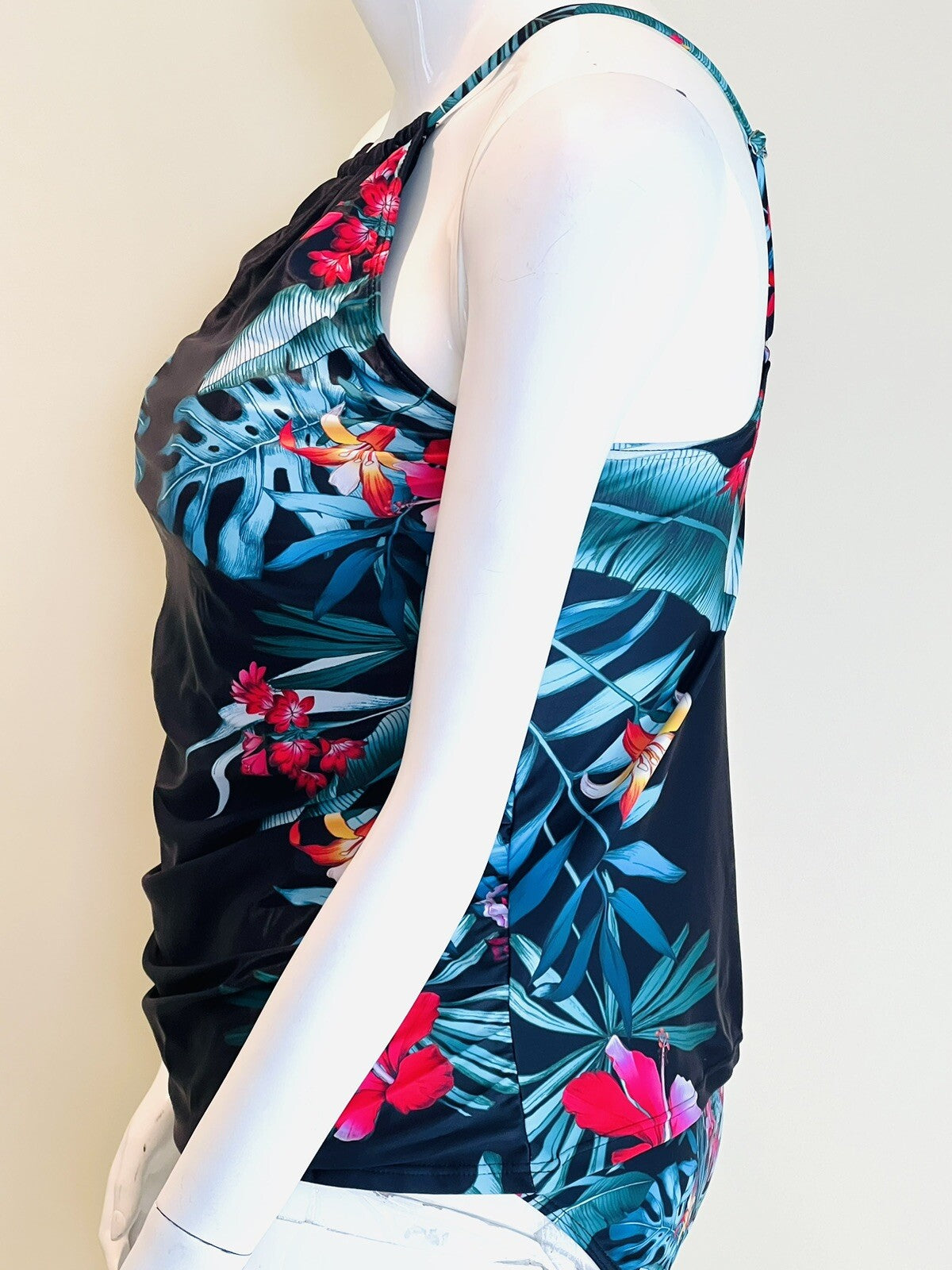 Women's 2 Piece Swimsuit Top Size 2XL Tankini Bottom Sz XL Floral (8)