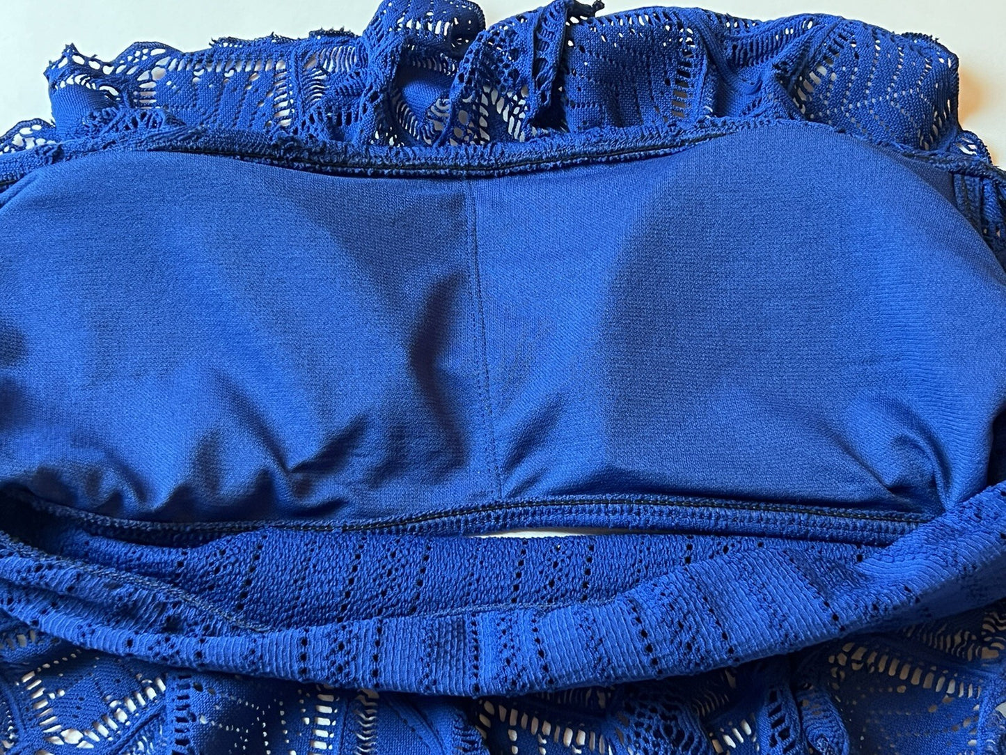 $88 POLO RALPH LAUREN SWIM Bikini TOP CROCHET RUFFLE SIZE M    (B.01)