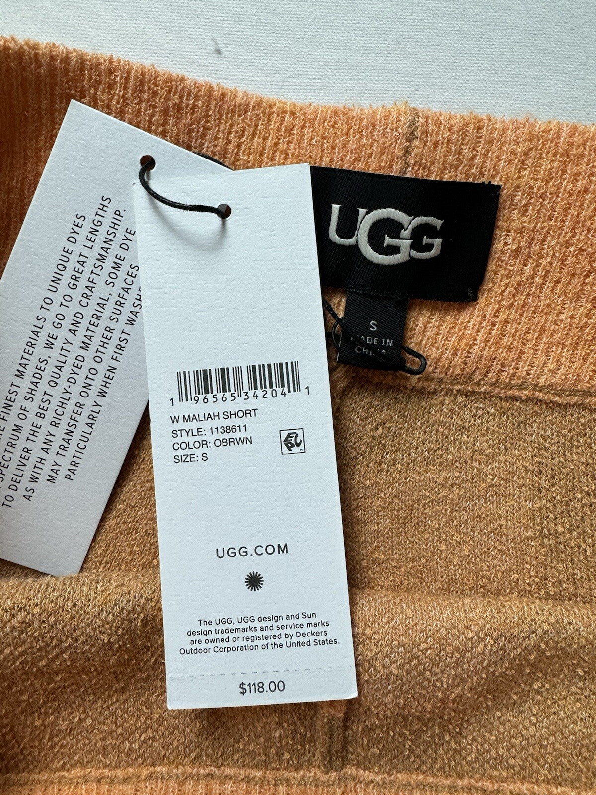 $118 UGG Women’s Maliah Sweater Shorts Orange Brown Checked Sz S.        (B.103)
