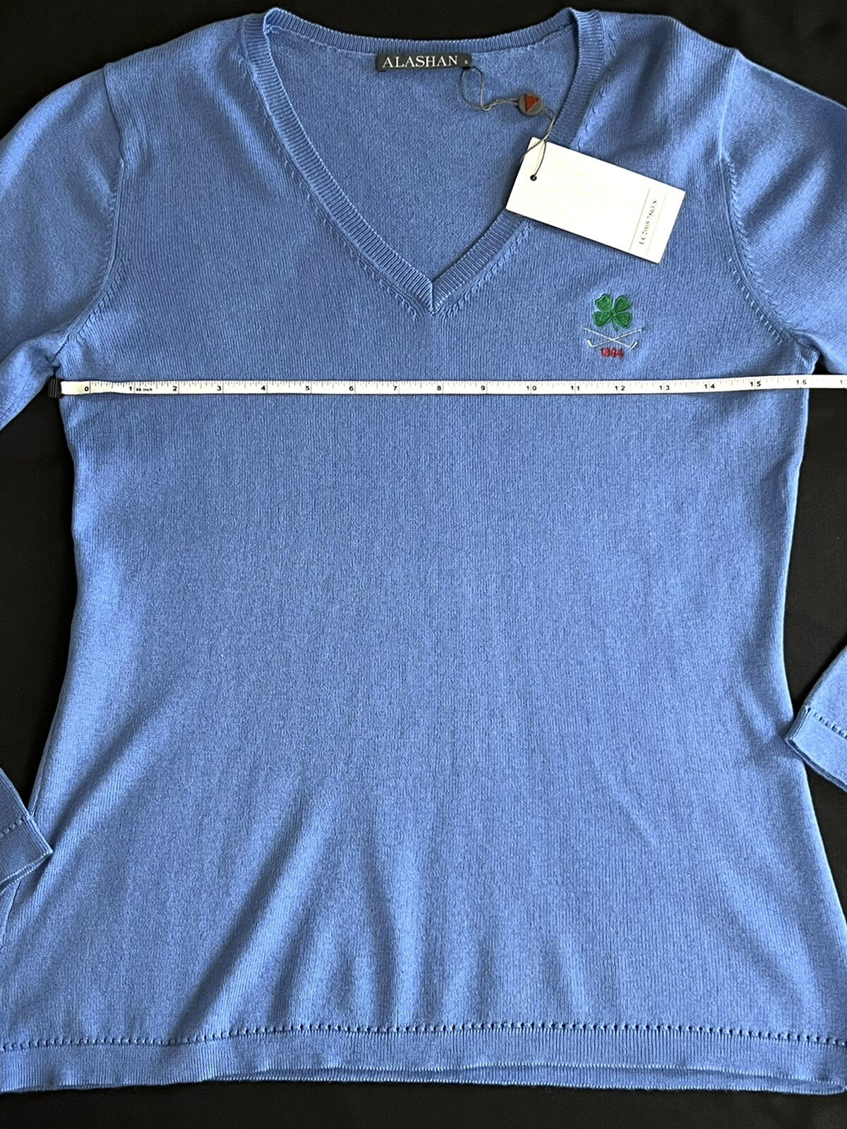 ALASHAN Women’s Cotton Cashmere Pullover Sweater Blue Sz S