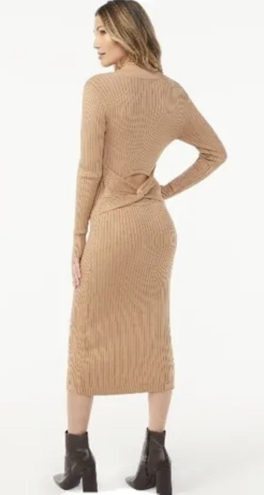 WOMEN'S SOFIA JEAN BY SOFIA VERGARA BACK TWIST SWEATER DRESS Sz XL Brown