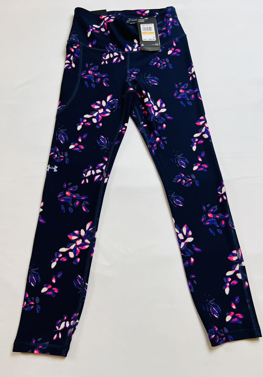 Under Armour Women’s Leggings HeatGear Hi Rise Compression Sz S Floral Black
