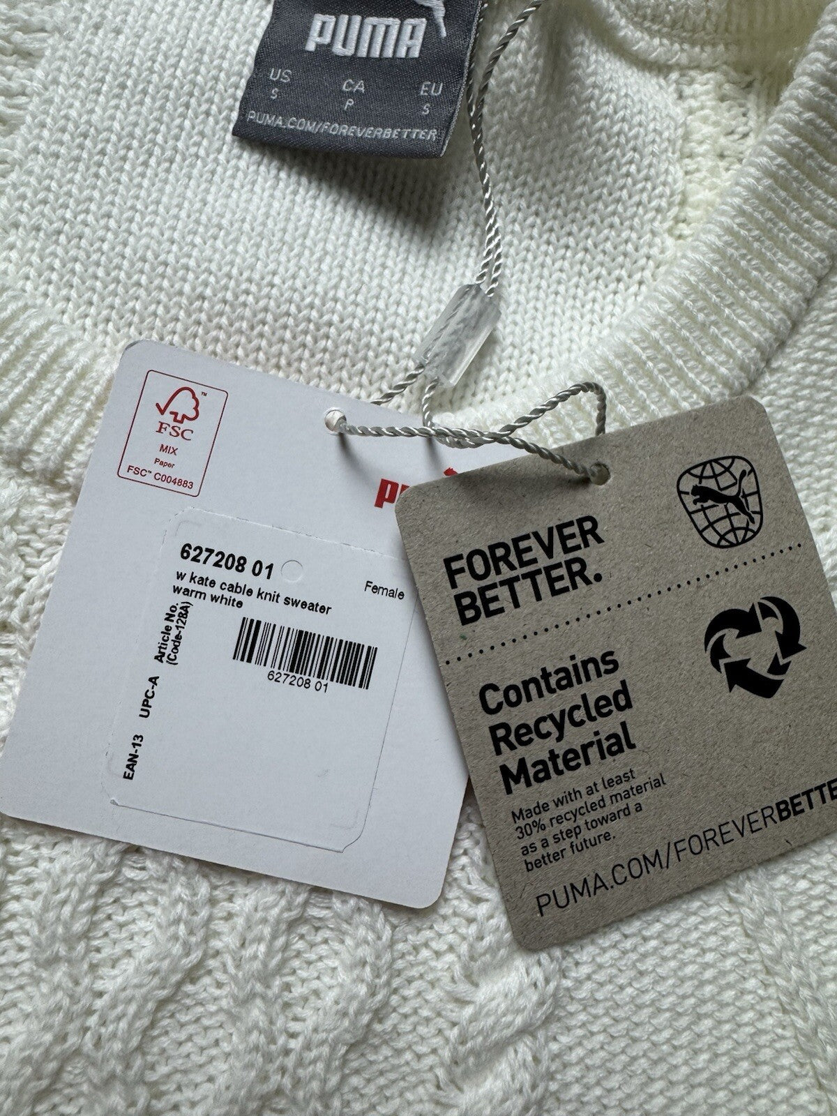 Puma Women's Golf Sweater Ivory Size S.   (B.125)