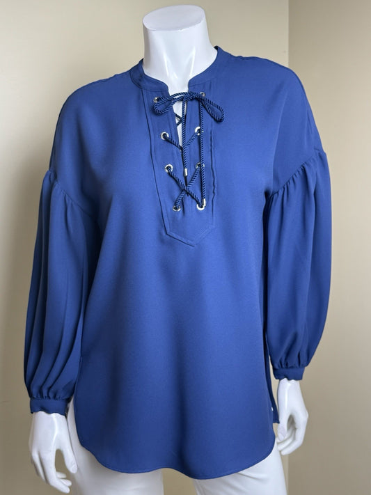$145 Lauren Ralph Women’s Navy Blouse Sz S.   (B.172)