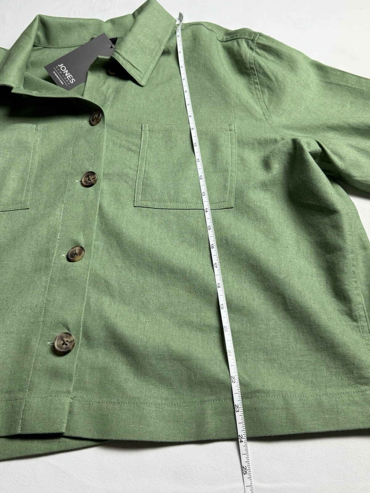 $99 Jones New York Collection Button Down Long Sleeves Shirt Green Sz XL. (B.88)