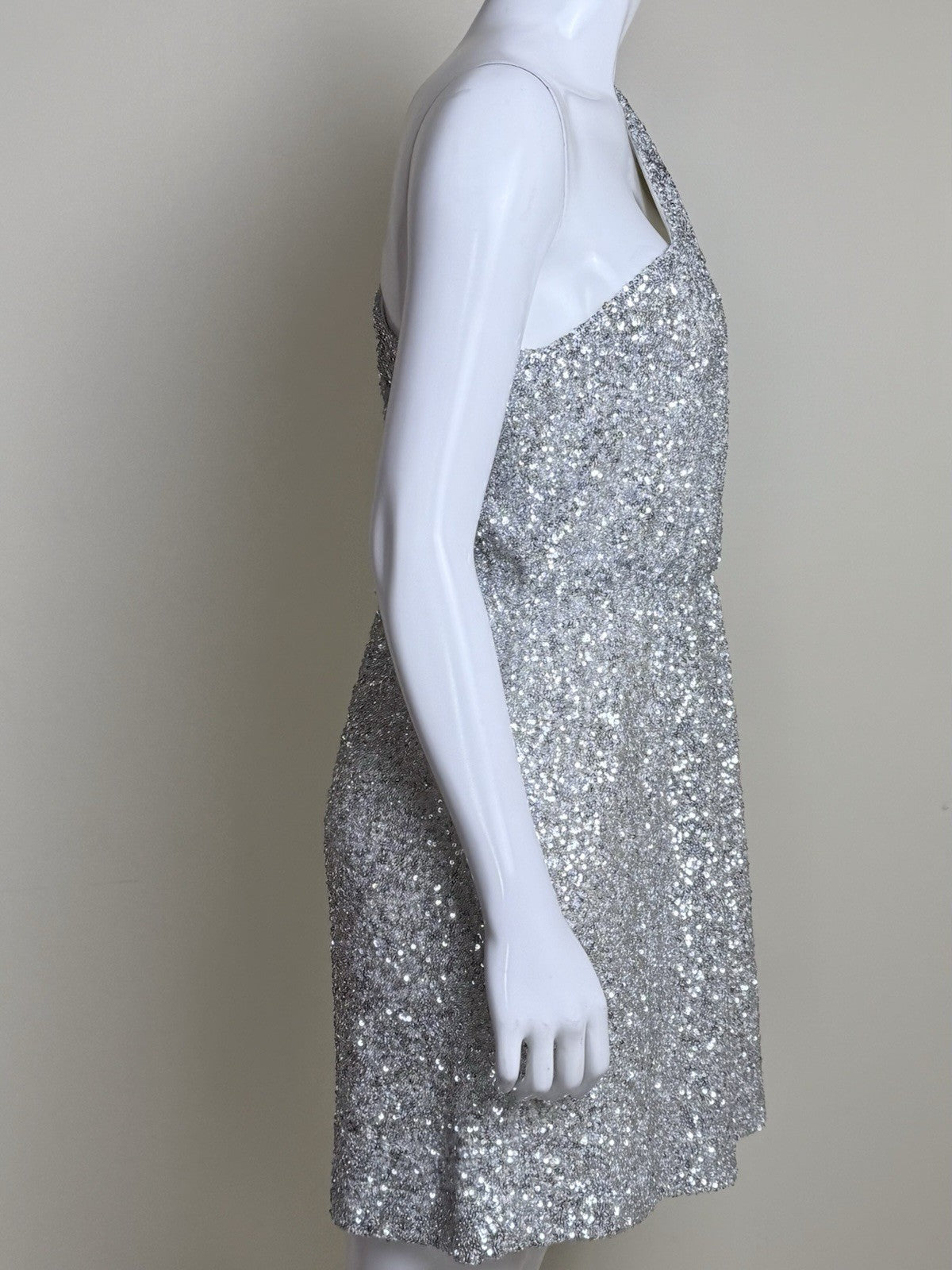 Layered With Love One Sleeve Sequined Dress Sz L.    (B.194)