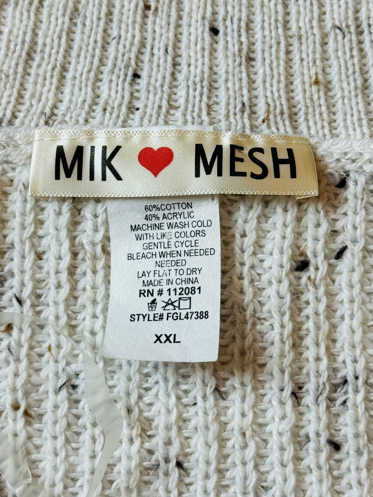 Mik❤️Mesh Women’s Sweater Open Side Size 2XL  (56)