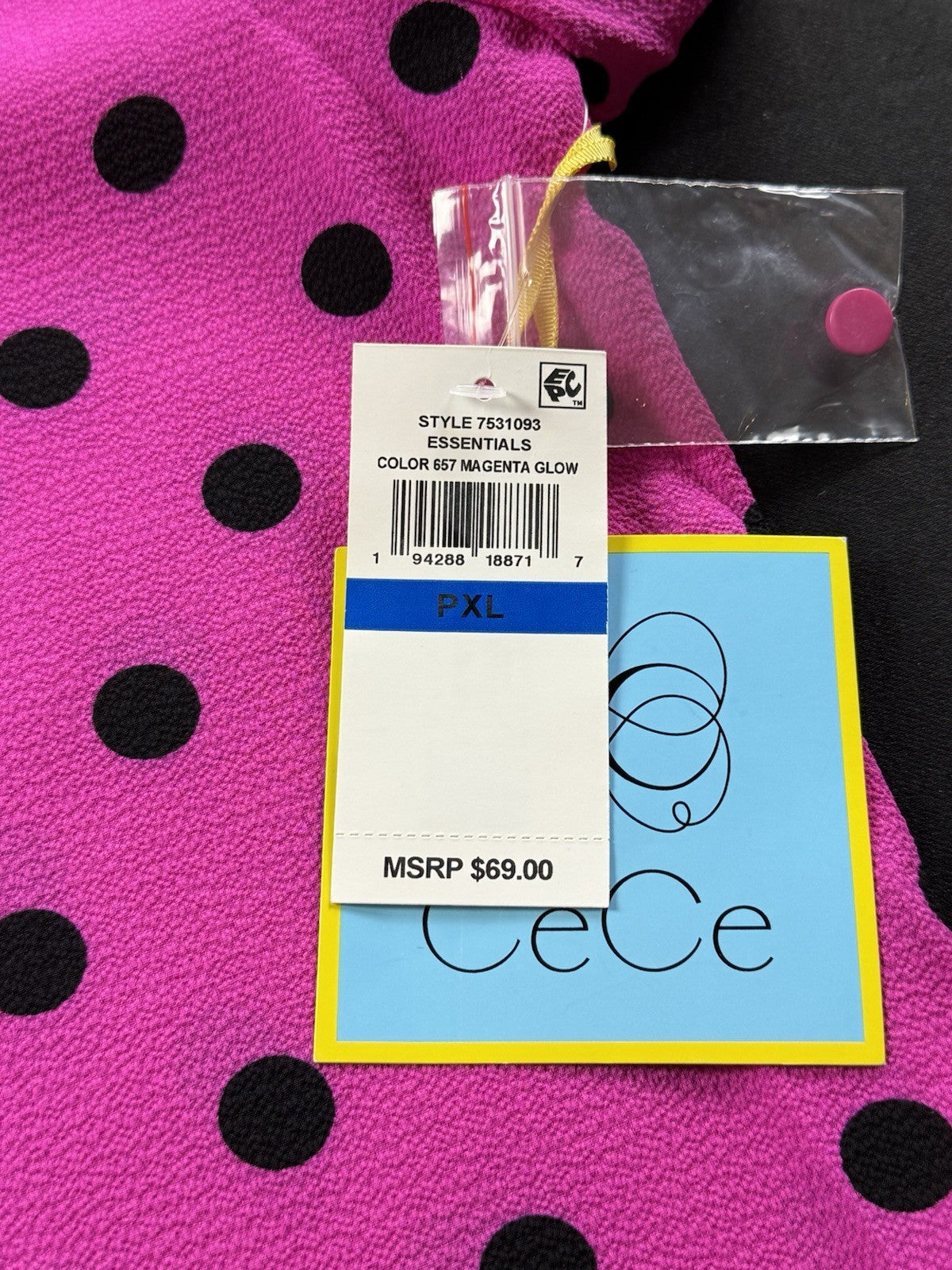 $69 Cede Women’s Polka Dots Blouse Sz PXL      (B.187)