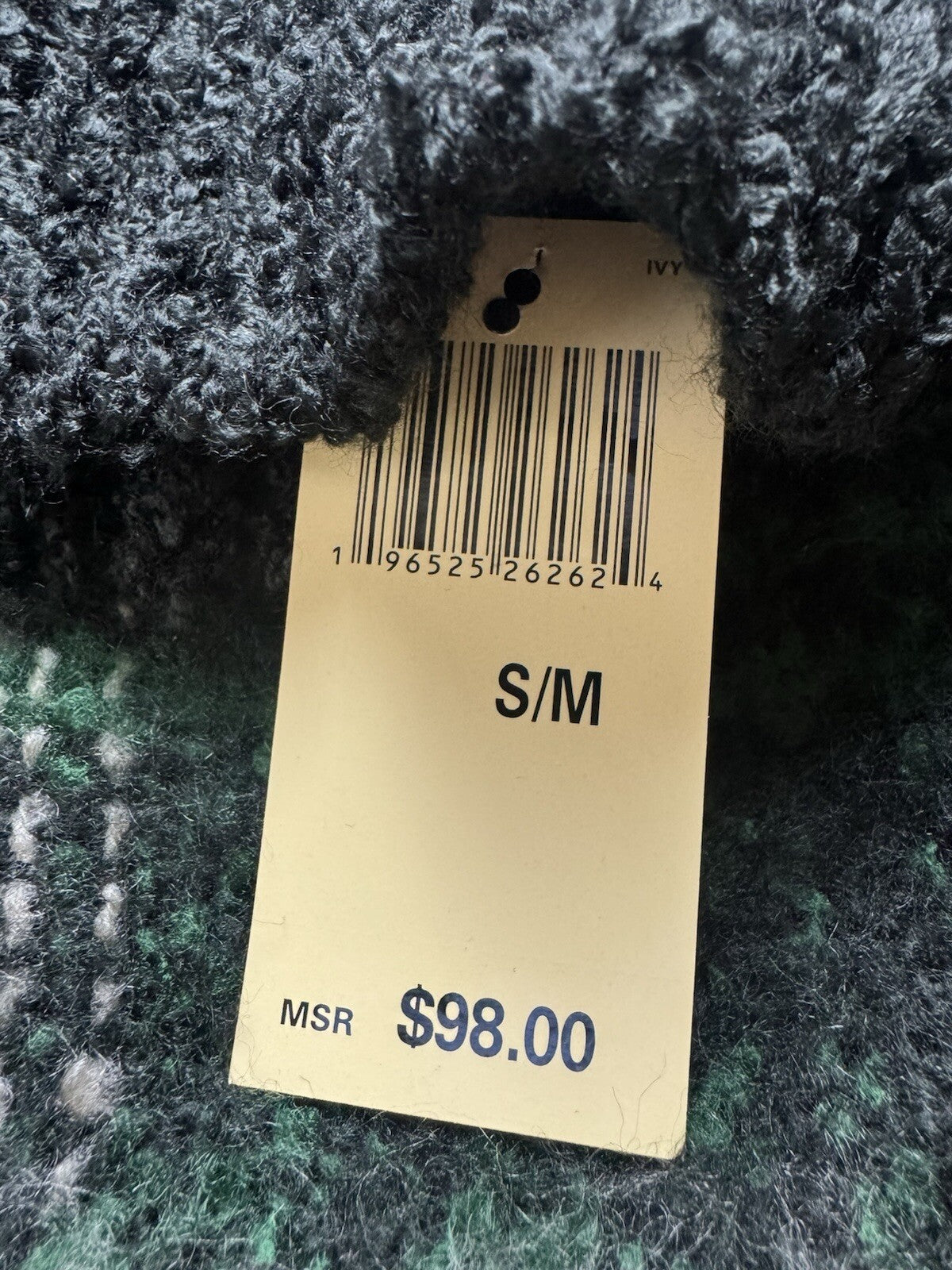 $98 MAX EDITION WOMAN’S GREEN & BLACK PLAID PONCHO SZ S/M. (B.123)