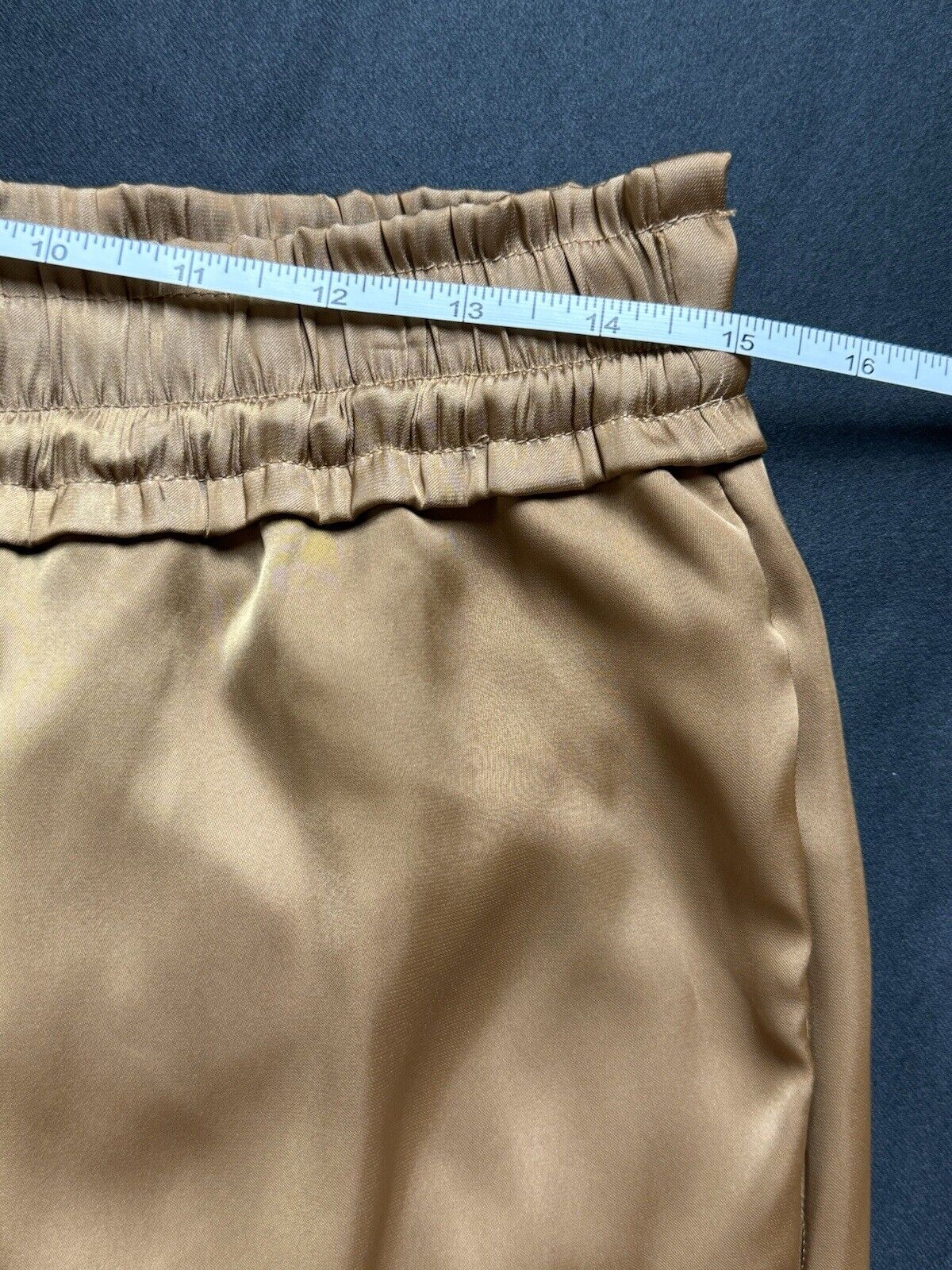 House Of Harlow SATIN Brown Size M PANTS WIDE LEG POCKETS. (B.86))