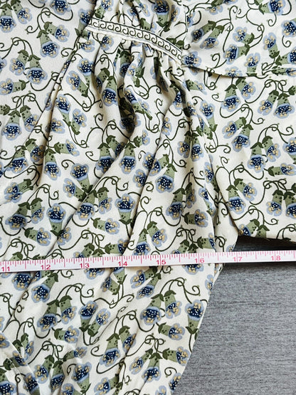 $98 Max Studio Women’s Top Sz S Blouse Shirt White Floral Blue (B.01)
